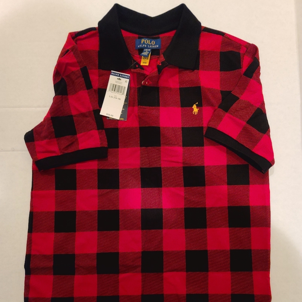 Ralph Lauren Polo Buffalo Plaid Red & Black Size L 14-16